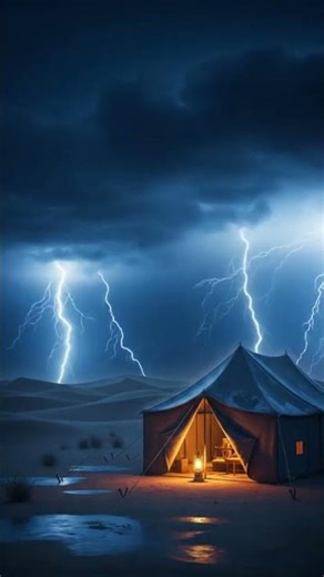Desert Tent in Violent Night Storm ⛈️ Relentless Rain & Loud Thunder for Deep Sleep