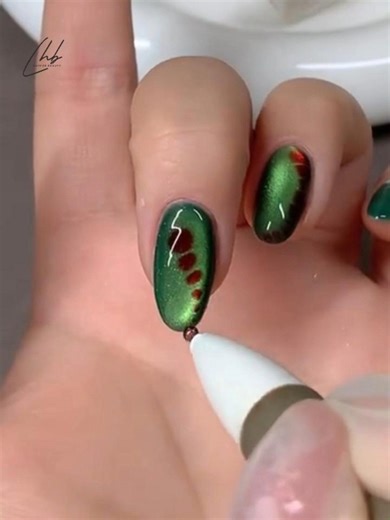 Luvher Beauty Gel Polish | Mysterious & edgy, with simple steps! ✨🐍 Jade green base + blood-red gradient + glossy finish Perfect for gothic outfits and cool girl... | Instagram