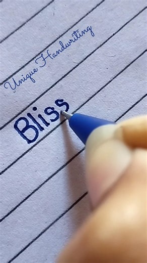 Write "Blissful" Using Blue Gel Pen ✨| #handwriting #shorts