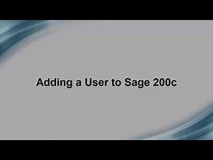Sage 200 Cloud - How to add a new user