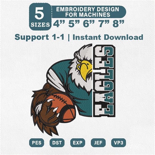 Philadelphia Eagles Football Embroidery, Swoop Sport Embroidery File, Instant Download - Etsy