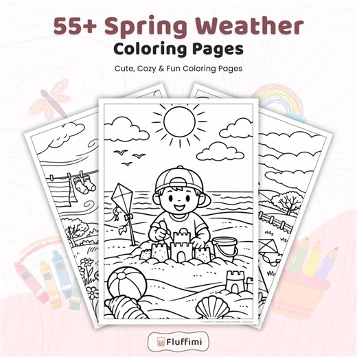 55  Spring Weather Coloring Pages, Spring Season Sheets, Weather Coloring Pages for Kids, Learning Weather Fun, Printable PDF Color Pages - Etsy