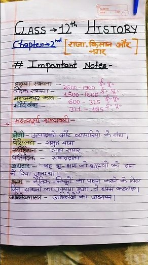 class-12 History chapter-2 (राजा,किसान और नगर) important notes
