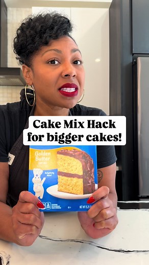 A hack to make your cake bigger! Cake mix has shrunk from 18.25 oz to 15.25 oz (normally). Here’s a hack to increase the size of your cake mix for a bigger cake: Cake Mix Ingredients: • 1 Box non-chocolate cake mix (15.25 oz) • 1 ½ c flour • 1 c sugar • 2 tsp baking powder • ¼ tsp baking soda Basic Wet Ingredients (spruce up your mix!) • 1 ½ c milk, room temperature • 1 c Greek yogurt (or sour cream), room temperature • 1 tsp – 1 tbsp vanilla bean paste or extract • 4 eggs (or egg whites), room