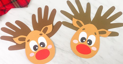 Handprint Reindeer Craft For Kids [Free Template]