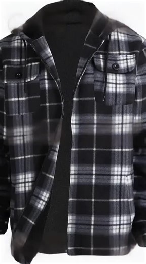 Heavy Thick Flannel Plaid Jacket Sherpa Fleece Lined Hoodies for Men Zip Up Winter Warm Coat Buffalo Zipper Sweatshirt