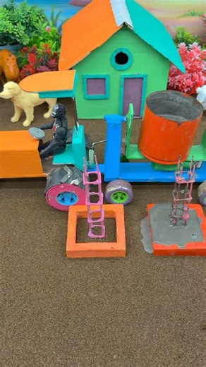 Tiny Construction Work 🚧| Cement Pouring in Sand Frame ❄️Model#shorts#youtubeshorts