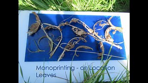 Monoprinting with leaves on location