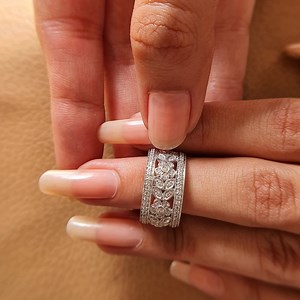 Art Deco Wedding Band White Gold Stackable Vintage Wide Wedding Band Antique Handmade Engagement Band Miligrain Ring Anniversary Gift Band - Etsy