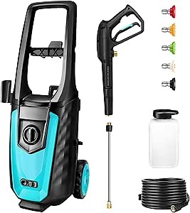 Electric Pressure Washer - 4000 PSI Max 2.6 GPM High Power Washer with 25FT Hose, 19.4 Oz Soap Tank and 5 Quick Connect Nozzle (Blue)