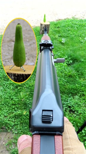 AK 47 Airsoft vs Zucchini — Satisfying Shot!