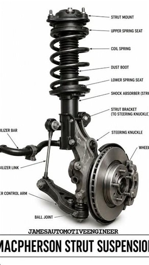 SCHEMATIC ILLUSTRATION OF MACPHERSON STRUTS SUSPENSION SYSTEM#suspension#automobile