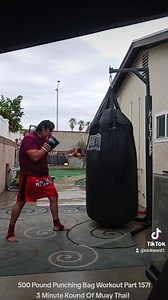 500 Pound Punching Bag Workout Part 157! 3 Minute Round Of Muay Thai! | Nickword 1