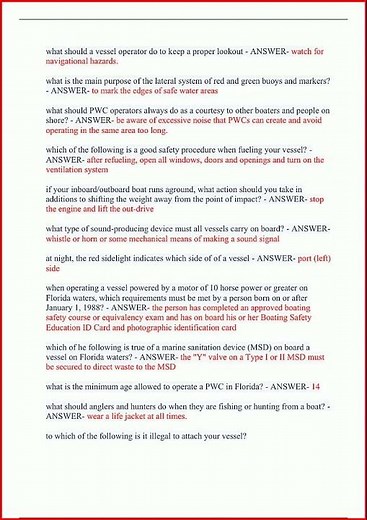 Florida Boat Test Actual Exam 150 Questions And Correct Answ video