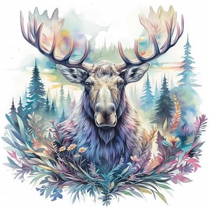 21 Abstract Moose Clipart Set, Printable Watercolor Moose Clipart, High Quality Jpgs, Instant Digital Download, Commercial Use, Junk Journal - Etsy