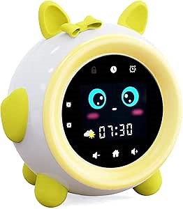 Ok to Wake Clock,Children's Sleep Trainer, Baby Sleep Sound Machine with Night Light, Dual Alarm Clock, Countdown Clock,Gifts for Toddler and Boys Girls Teens (Yellow)