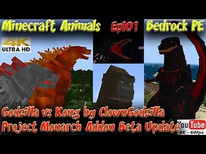 Godzilla vs Kong Project Monarch Addon Update Showcase Godzilla Addon MCPE Minecraft Animals Ep101