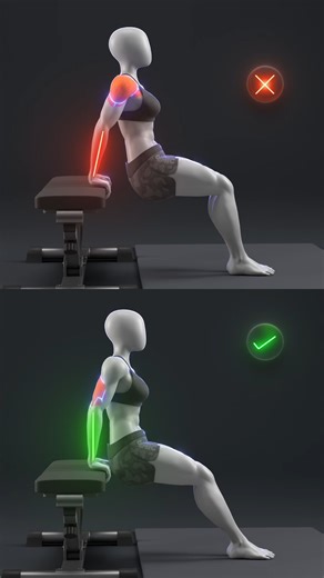 🔥 The Right vs Wrong Way to Do Bench Dips Bench dips are meant to target your triceps, not punish your shoulders. The problem isn’t the exercise — it’s the setup. When your shoulders drift forward and elbows flare out, stress shifts away from the triceps and straight into the shoulder joint. Keeping your chest tall, shoulders back, and elbows tracking close changes everything. Control the movement. Own the bottom position. Feel it in the triceps — not the shoulders. Train smarter, not just hard