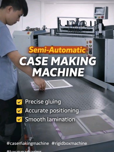Semi-Automatic Case Making Machine Make rigid boxes easier, faster, and cleaner. ✔ Precise glue application ✔ Accurate positioning ✔ Smooth lamination without bubbles ✔ Perfect for gift boxes, phone boxes, cosmetic boxes and luxury packaging. Boost efficiency. Reduce labor. Upgrade your box quality. GoGluing — Smart solutions for rigid box production. #casemakingmachine #rigidboxmachine #packagingmachine #punchboxgift #giftboxmachine