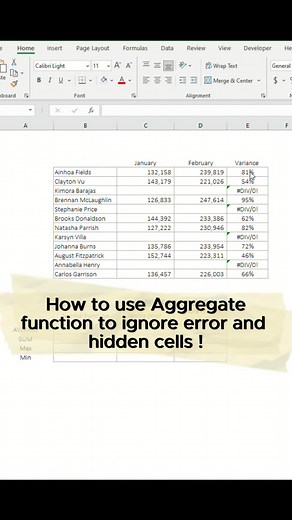 The Power of the Aggregate Function in Excel | Learn How to Ignore Error and Hidden Cells