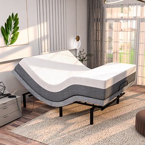 Motorized Smart Adjustable Bed Frame with 12 inch Luxury Gel Memory Foam Mattress, Head & Foot Incline - Remote, USB Ports, Under Bed Light - Full