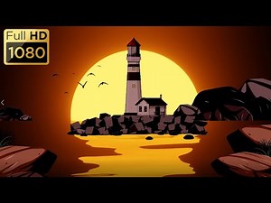 Cartoon Background - Beautiful sunset.