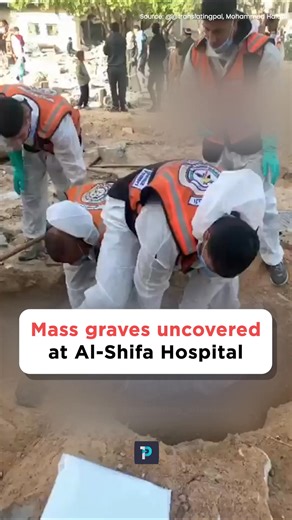 98 Bodies Found in Mass Graves at Al-Shifa Hospital as New Evidence of Atrocities Emerges in Gaza Gaza’s Civil Defence has uncovered 98 bodies, including 55 that remain unidentified, from mass graves at Al-Shifa Hospital following Israel’s weeks-long siege of the Strip’s largest medical facility. The raid, which shut down electricity to critical wards and incubators and trapped patients inside, has drawn widespread international condemnation, with rights groups calling the operation a clear viol