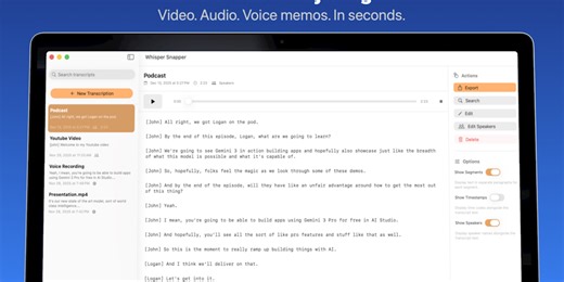 Whisper Snapper for Mac: Local transcripts with speaker labels, timestamps,   export | Product Hunt