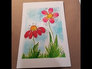 Paint-Along Watercolor Funky Flowers with Painted Willow Art