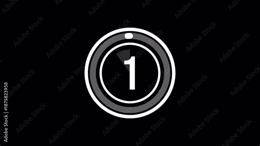 4K Digital 5 Second Countdown Timer Animation 5 to 0 Circular Style Black Background 4k video animation seamless loop