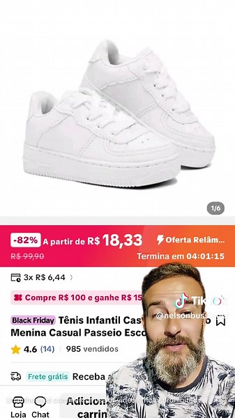 Tenis infantil Branco #tiktokshop1111br #tiktokshopblackfridaybr #achadinhos #ofertarelampago
