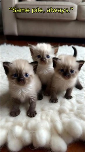 Three Siamese Kittens, One Happy Pile #kitten #cat
