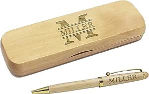 My Personal Memories Customized Pen with Monogrammed Case - Custom Engraved Ballpoint Pen Set for Men and Women (Maple)
