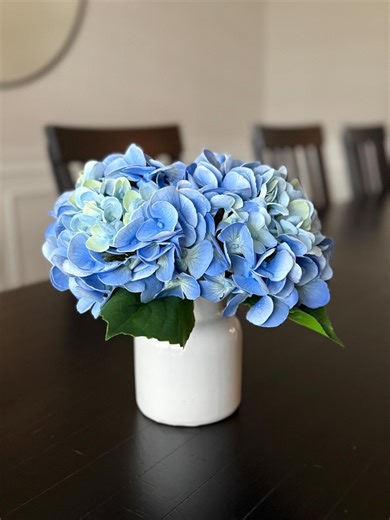 Blue Hydrangea Floral Arrangement | Real Touch Centerpiece, Ceramic Vase Home Decor - Etsy