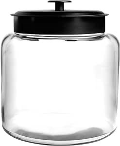 Anchor Hocking Montana 1.5 Gallon Glass Jar with Lid, Black Metal Lid
