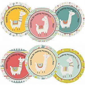Llama Alpaca Party Thank You Sticker Labels by Adore By Nat - Girl Kid Birthday Baby Shower Favor- Set of 30