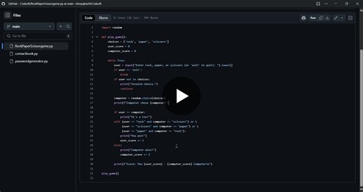 Built a Rock-Paper-Scissors game in Python for CodSoft internship | Shreya Jha posted on the topic | LinkedIn