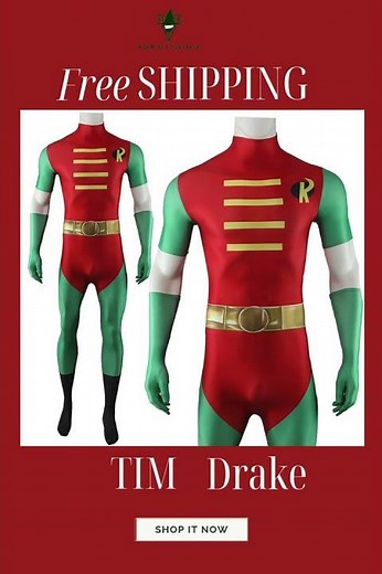 Teen Titans Robin Cosplay Costume Superhero Tim Drake Jumpsuit Cape Gloves Adults Kids #Takerlama
