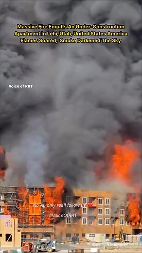 Massive Fire Destroys Under-Construction Apartments in Lehi, Utah 🔥 | Real Footage | Voice Of RRT A massive fire broke out at an under-construction apartment complex in Lehi, Utah, USA, filling the sky with dark smoke as flames spread rapidly across multiple buildings. Over 100 firefighters battled the intense blaze that tore through the site in minutes — a reminder of how unpredictable and powerful nature can be. 🌍 No AI — Only Real! Follow Voice of RRT for more real environmental events, nat