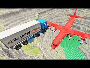 Beamng drive - Throwing Cars At Avro Arrow Airplane | BeamNG-Destruction