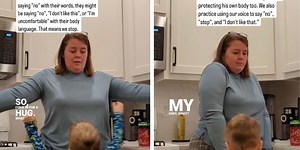 Mom teaches son consent through non-verbal body language cues in brilliant video