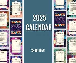 Editable 2025 Calendar Template, 2025 Calendar Template, Printable 2025 Calendar, Wall Calendar, Calendar Template, Digital Calendar - Etsy UK