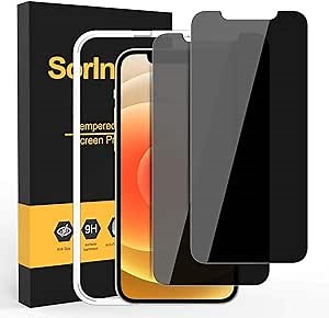 (2 Pack for Privacy Screen Protector for iPhone 12 Mini, Anti Spy Screen Protector Tempered Glass Film, Touch Sensitive, Bubble-Free, Case Friendly, with Easy Installation Tray