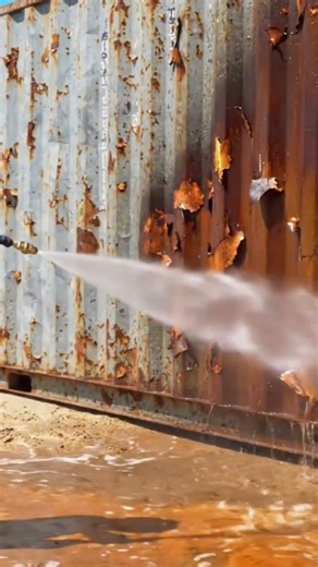 rusty shipping container restoration! pressure washing , rust removal to save this car storage unit.