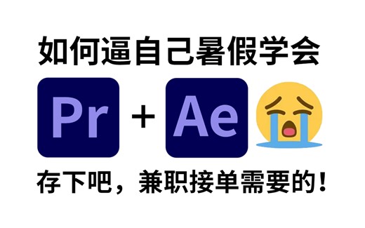 【PR教程 AE教程】暑假再也不用盲目自己学了，专门为小白量身录制的PR AE入门全套教程，新手看完信手拈来，拿走不谢！允许白嫖！