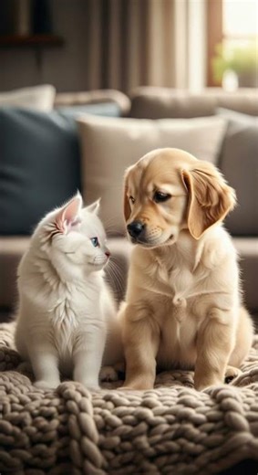 🐾 Cutest Moment Ever: Kitten Hugs Puppy! 🥺💕 Instant Best Friends #cute #pets #love