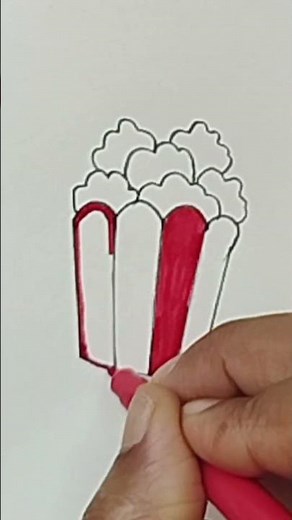 Easy Popcorn Drawing for Kids | Step by Step Tutorial #drawing #beginnerarttips #drawingtutorial