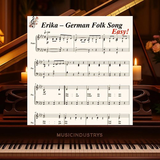 Erika German Folk Song Piano Sheet Music Beginner Level (digital Download, 6 Pages) PDF Includes Weekly Practice Planner - Etsy