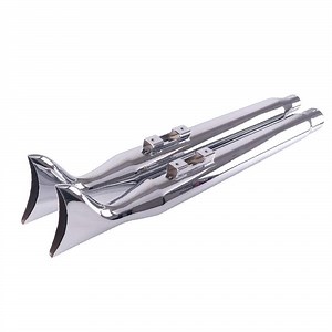 Sharkroad 36" Chrome Fishtail Slip-on Muffler for 2017-UP Harley Touring - Get the Classic Look and Thunderous Sound You Desire!