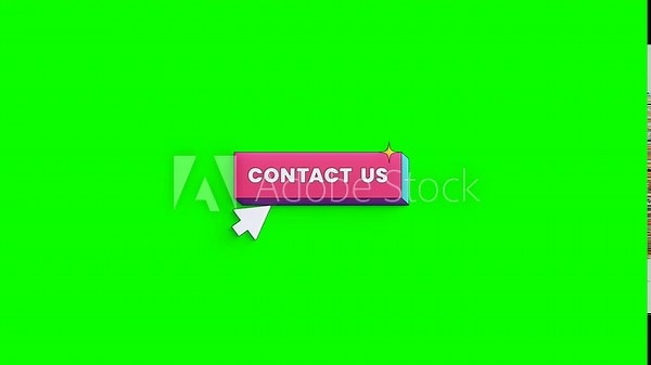 Contact us button, click animation. Loop video. Alpha channel, 4k, 60fps. Call To Action Button.